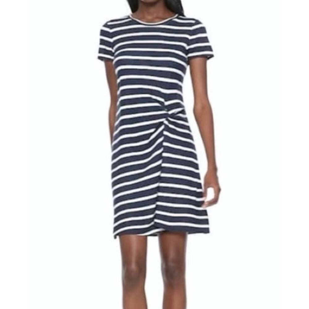Banana‎ Republic Striped Twist-Front Mini Dress Blue Women's Small Stretchy